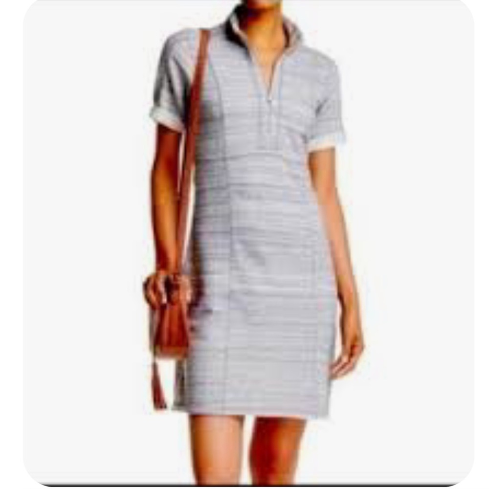Tommy Bahama Calvert French Terry Gray Short Sleeve Half Zip Dress Medium